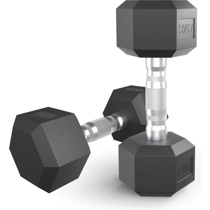 Гантель гексагональная UNIX FIT обрезиненная 7,5 кг DBHEX7_5x2